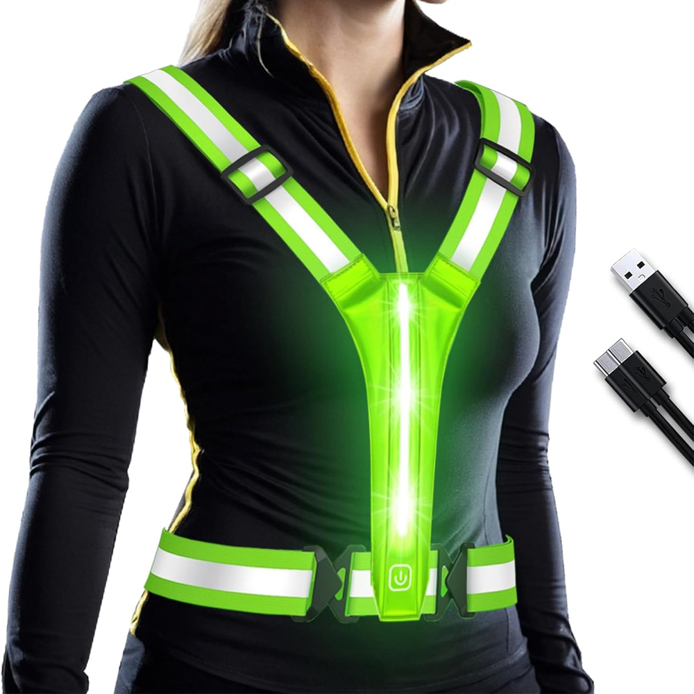 Reflective Running Gear Vest - Gilet réfléchissant LED, équipement de course,